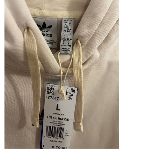 Adidas Originals Womens Essentials Oversized Hoodie Wonder White NWT Large - Picture 3 of 3
